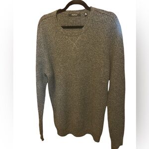 SAKS FIFTH AVENUE Men’s 100% cashmere waffle knit crew neck charcoal sweater XL